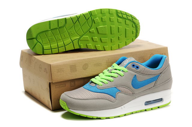 Mens Nike Air Max 87 Premium Grey Blue Green Shoes